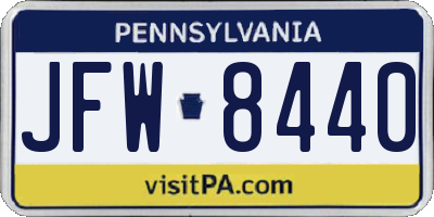PA license plate JFW8440