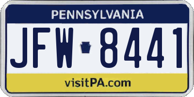 PA license plate JFW8441