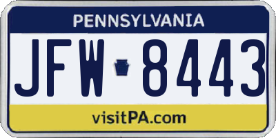 PA license plate JFW8443