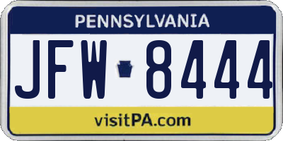 PA license plate JFW8444