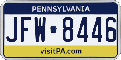 PA license plate JFW8446