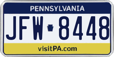 PA license plate JFW8448