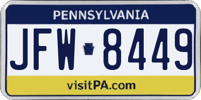 PA license plate JFW8449