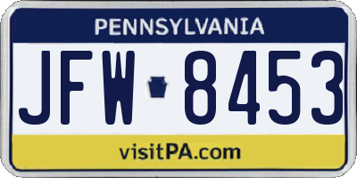 PA license plate JFW8453