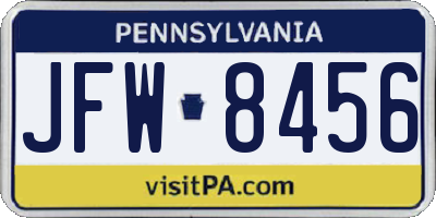 PA license plate JFW8456