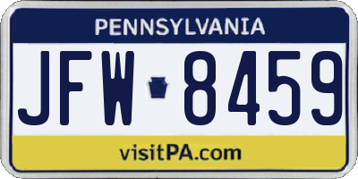 PA license plate JFW8459