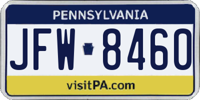 PA license plate JFW8460