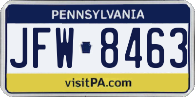 PA license plate JFW8463