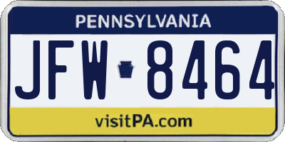 PA license plate JFW8464