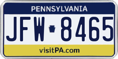 PA license plate JFW8465