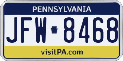 PA license plate JFW8468