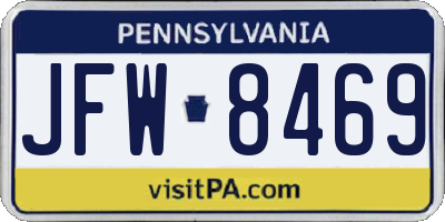PA license plate JFW8469