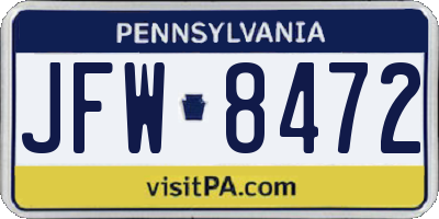 PA license plate JFW8472