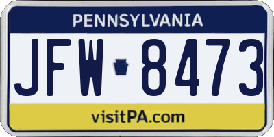 PA license plate JFW8473