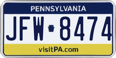 PA license plate JFW8474