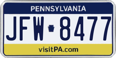 PA license plate JFW8477