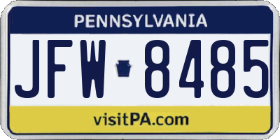 PA license plate JFW8485