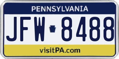 PA license plate JFW8488