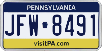 PA license plate JFW8491