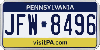 PA license plate JFW8496