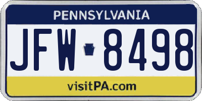 PA license plate JFW8498