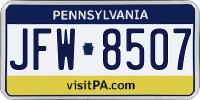 PA license plate JFW8507