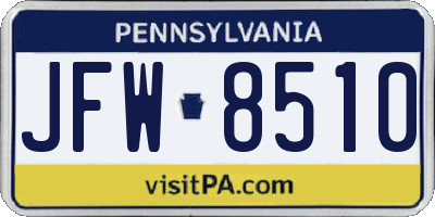 PA license plate JFW8510