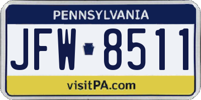 PA license plate JFW8511