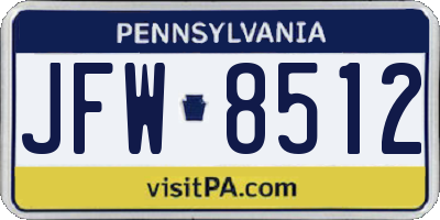 PA license plate JFW8512