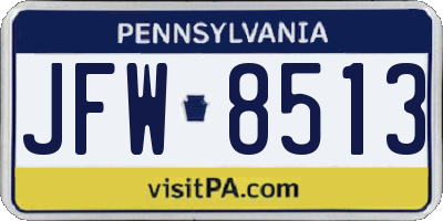 PA license plate JFW8513