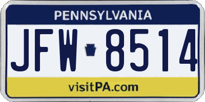 PA license plate JFW8514