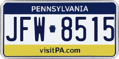 PA license plate JFW8515