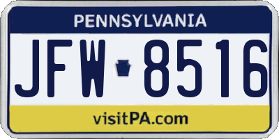 PA license plate JFW8516