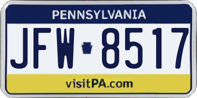 PA license plate JFW8517