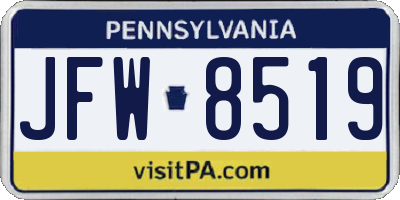 PA license plate JFW8519