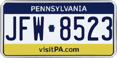 PA license plate JFW8523
