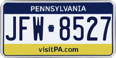PA license plate JFW8527