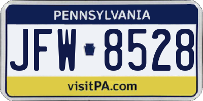 PA license plate JFW8528