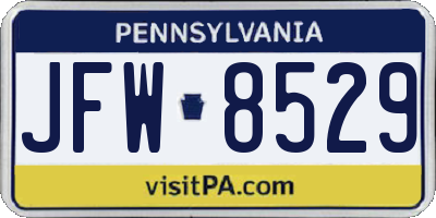 PA license plate JFW8529