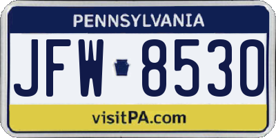 PA license plate JFW8530