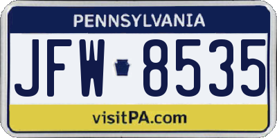 PA license plate JFW8535