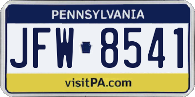 PA license plate JFW8541