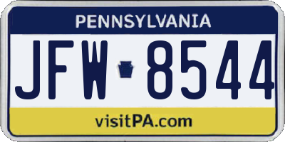 PA license plate JFW8544