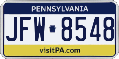 PA license plate JFW8548