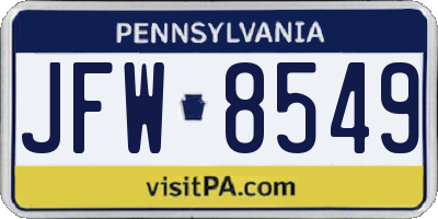 PA license plate JFW8549