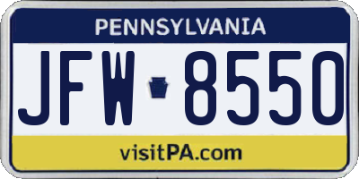 PA license plate JFW8550