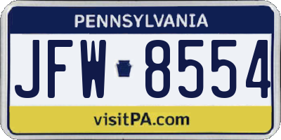 PA license plate JFW8554