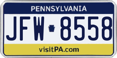 PA license plate JFW8558