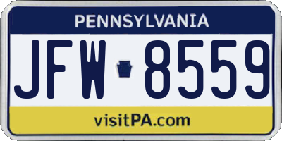 PA license plate JFW8559