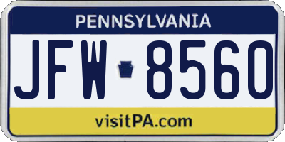 PA license plate JFW8560